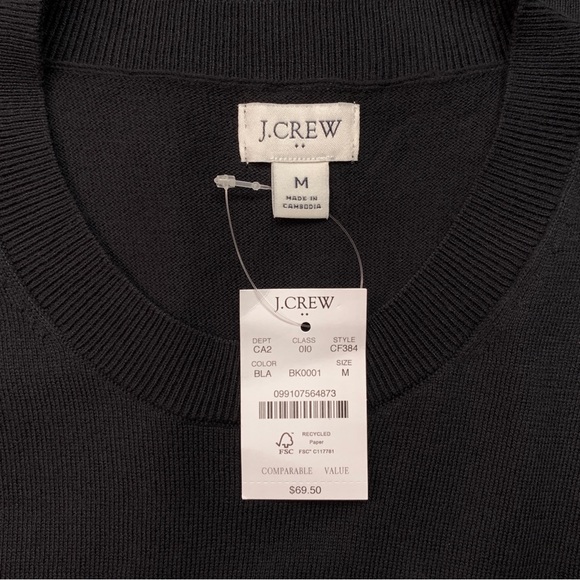 J CREW Short Sleeve Cotton Crew Neck Teddie Sweater MEDIUM Black - Picture 4 of 8